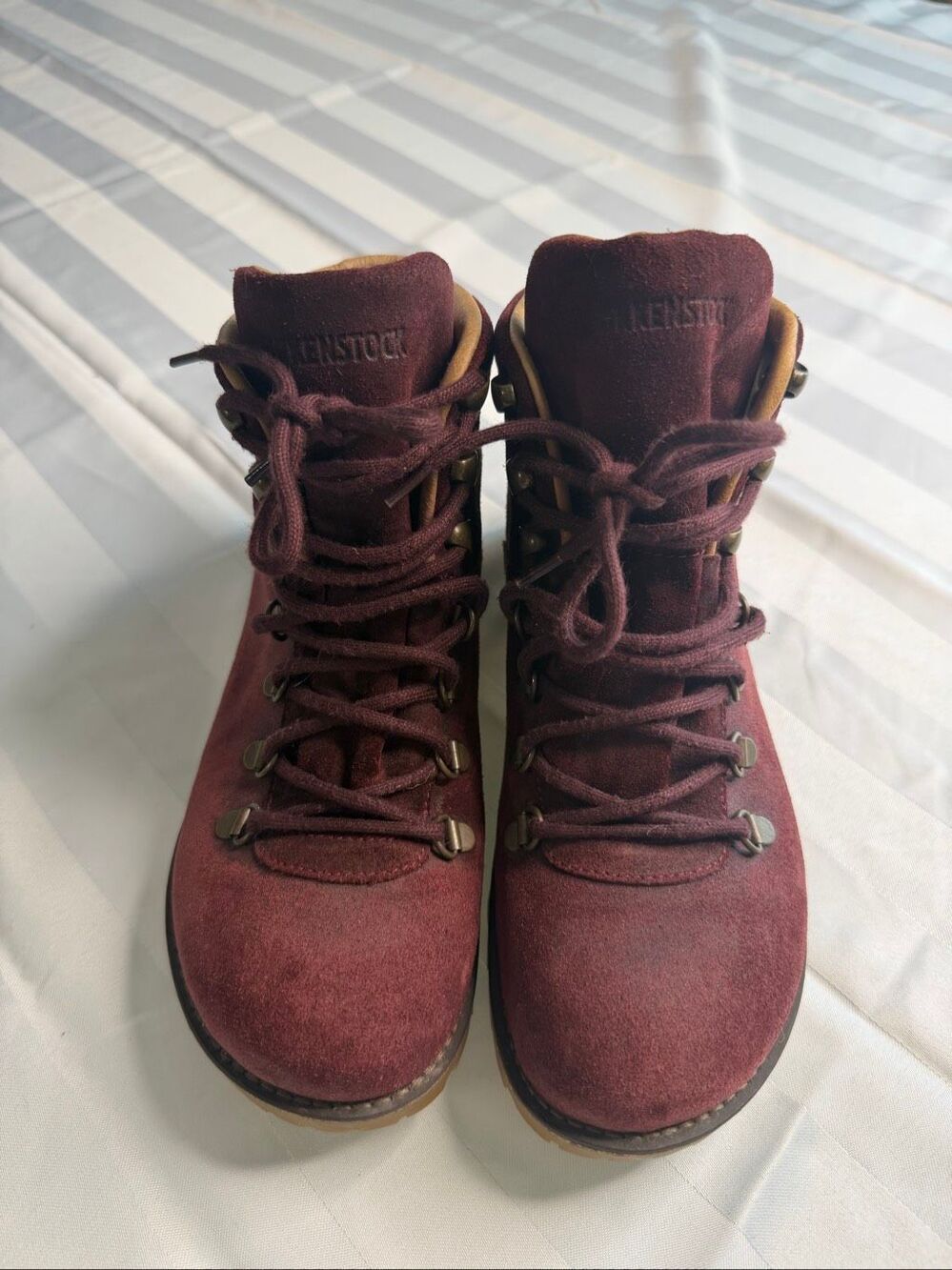 Birkenstock Jackson Ochre Burgundy Leather Hiking Mountain Boots Size 39 E US 8 - Picture 3 of 10